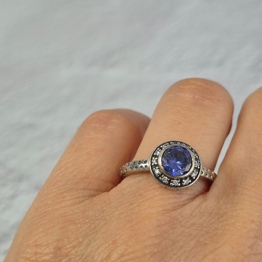 Silpada Azure Allure Cubic Zirconia Sterling Silver Ring R2806 Size 8.5 Halo - Picture 8 of 12